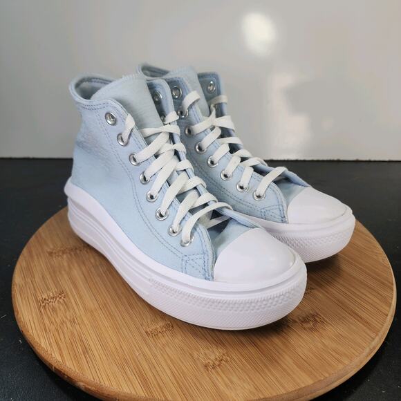 Big Kids Converse Chuck Taylor All Star Hi Sz 4 010419 Blue Canvas Sneakers - Picture 3 of 8
